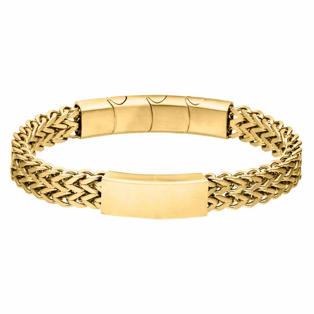 Erbsarmband Herren 9 Kt Vergoldet 12 Mm Diamantschliff Gemustert 9 Zoll
